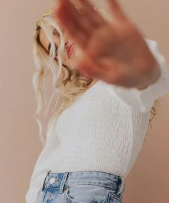 Vendor-unknown Tops Ellen Smocked Blouse Ivory