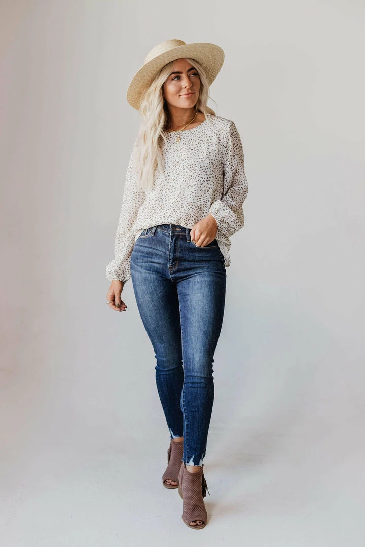 Vendor-unknown Evalyn Flocked Leopard Puff Sleeve Top Ivory Tops 9 Vendor-unknown Evalyn Flocked Leopard Puff Sleeve Top Ivory Tops