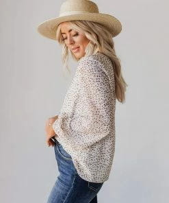 Vendor-unknown Evalyn Flocked Leopard Puff Sleeve Top Ivory Tops 13 Vendor-unknown Evalyn Flocked Leopard Puff Sleeve Top Ivory Tops