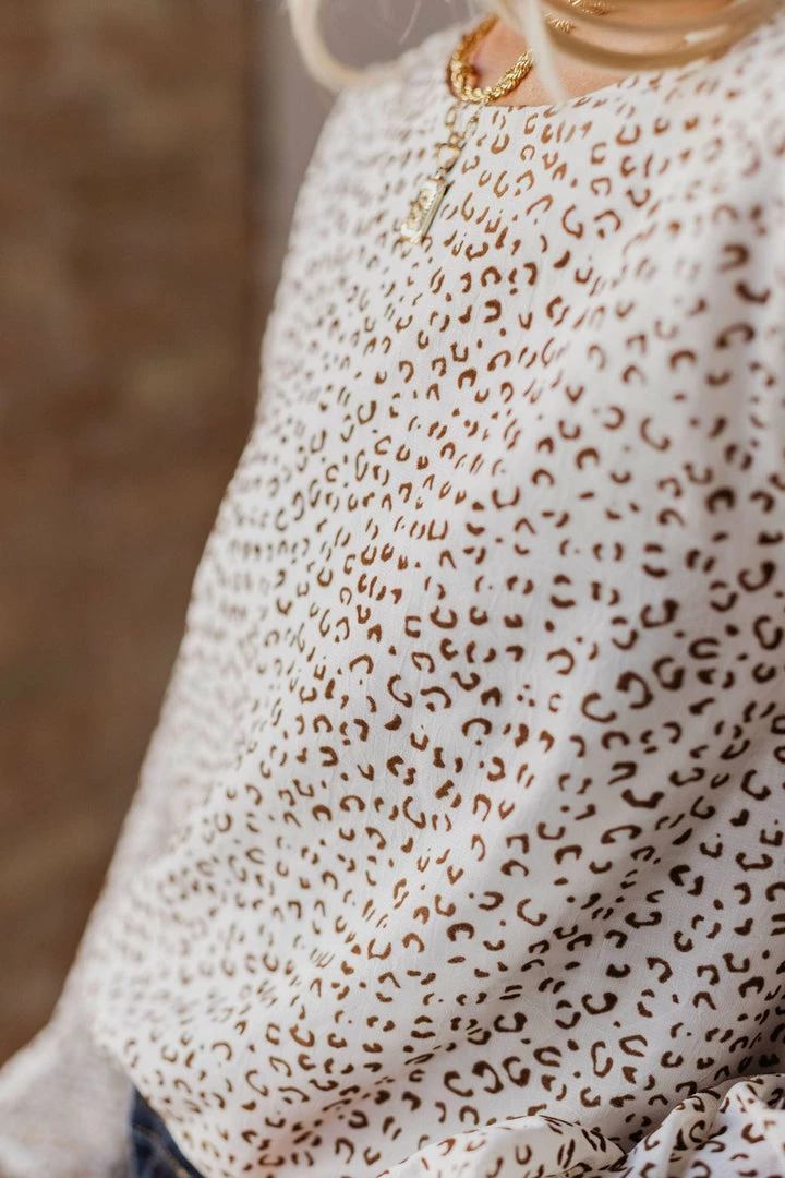 Vendor-unknown Evalyn Flocked Leopard Puff Sleeve Top Ivory Tops 4 Vendor-unknown Evalyn Flocked Leopard Puff Sleeve Top Ivory Tops