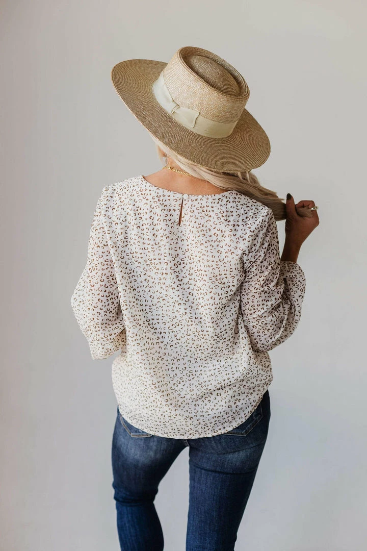 Vendor-unknown Evalyn Flocked Leopard Puff Sleeve Top Ivory Tops 8 Vendor-unknown Evalyn Flocked Leopard Puff Sleeve Top Ivory Tops