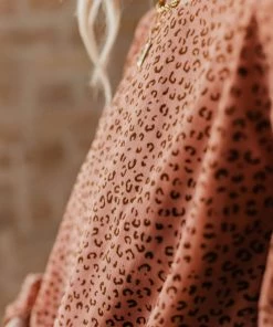 Vendor-unknown Evalyn Flocked Leopard Puff Sleeve Top Peach Tops