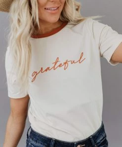 Vendor-unknown Grateful Embroidered Tee Tops