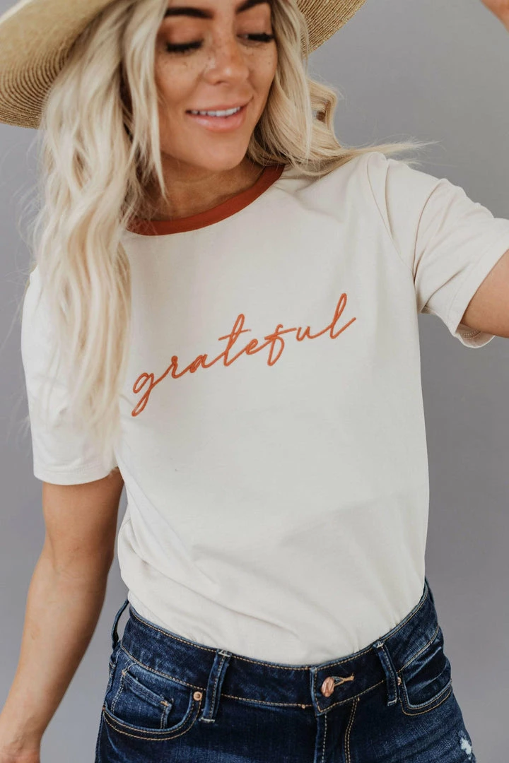 Vendor-unknown Grateful Embroidered Tee Tops 3 Vendor-unknown Grateful Embroidered Tee Tops