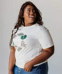 Vendor-unknown Tops EXCLUSIVE! Julia Embroidered Leaf Circle Tee