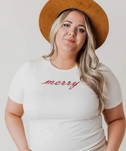 Vendor-unknown Plus Size EXCLUSIVE! Merry Embroidered Tee Tops 10 Vendor-unknown Plus Size EXCLUSIVE! Merry Embroidered Tee Tops
