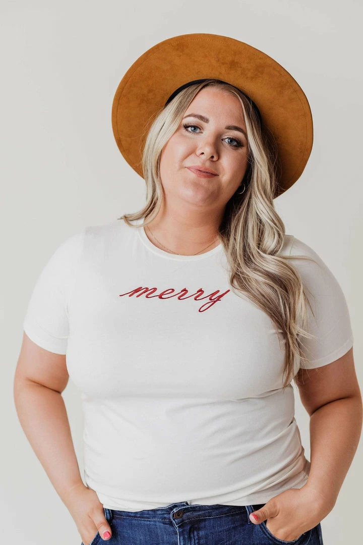 Vendor-unknown Plus Size EXCLUSIVE! Merry Embroidered Tee Tops 5 Vendor-unknown Plus Size EXCLUSIVE! Merry Embroidered Tee Tops