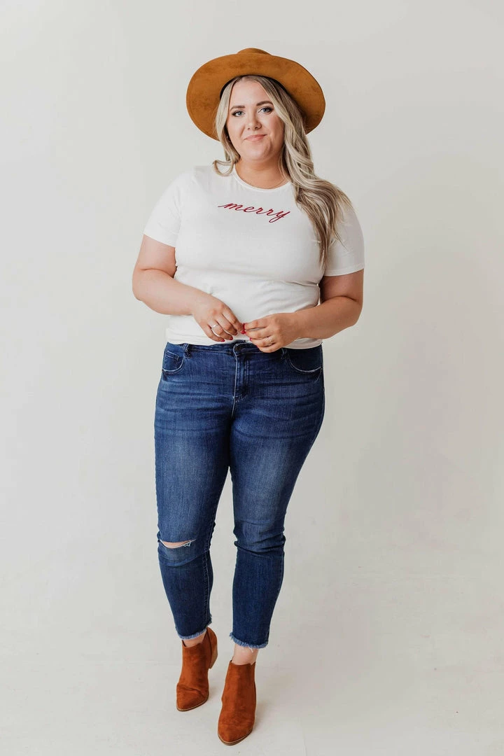 Vendor-unknown Plus Size EXCLUSIVE! Merry Embroidered Tee Tops 4 Vendor-unknown Plus Size EXCLUSIVE! Merry Embroidered Tee Tops