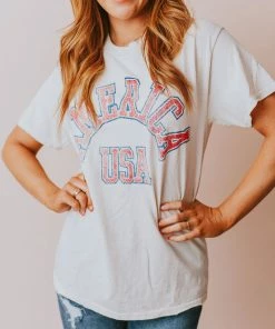 Vendor-unknown America USA Distressed Tee Tops