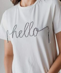 Hello Graphic Tee Tops