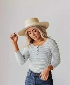 Vendor-unknown Jake Button Down Stripe Bodysuit Tops