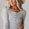 Vendor-unknown Jake Button Down Stripe Bodysuit Tops