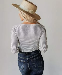 Vendor-unknown Jake Button Down Stripe Bodysuit Tops