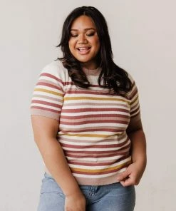 Vendor-unknown Tops Plus Size Janna Striped Sweater Top
