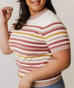 Vendor-unknown Tops Plus Size Janna Striped Sweater Top
