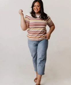 Vendor-unknown Tops Plus Size Janna Striped Sweater Top