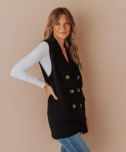 Vendor-unknown Kait Sleeveless Sweater Vest Black