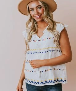 Vendor-unknown Kamila Embroidered Blouse White