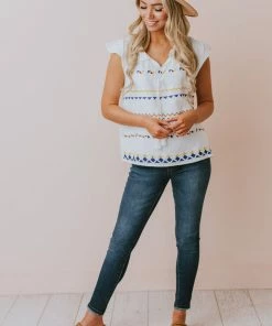 Vendor-unknown Kamila Embroidered Blouse White