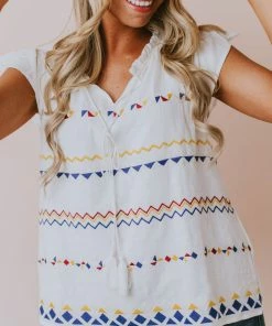 Vendor-unknown Kamila Embroidered Blouse White