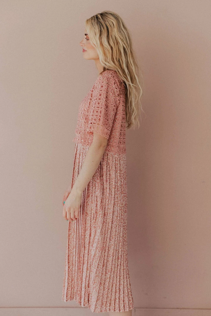 Vendor-unknown Dresses Katerina Pleated Dress Rose Tan 8 Vendor-unknown Dresses Katerina Pleated Dress Rose Tan