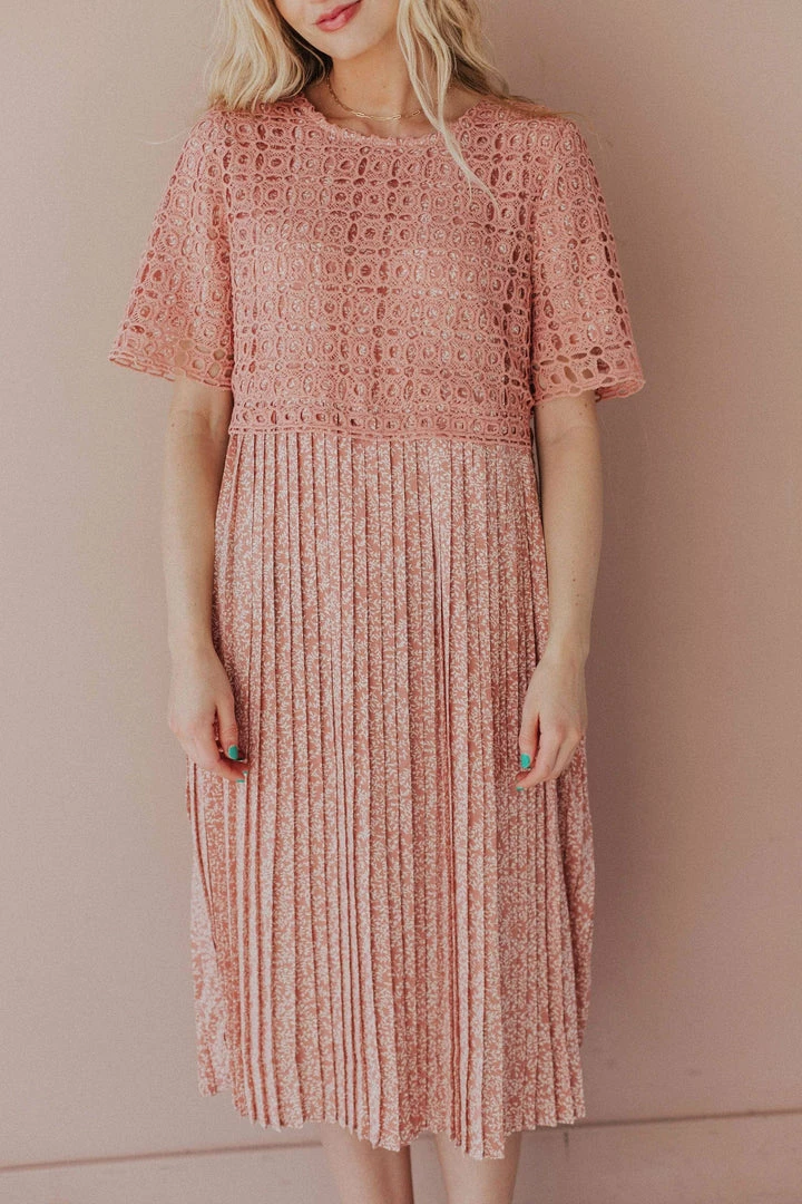 Vendor-unknown Dresses Katerina Pleated Dress Rose Tan 5 Vendor-unknown Dresses Katerina Pleated Dress Rose Tan