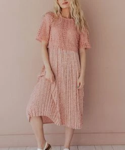 Vendor-unknown Dresses Katerina Pleated Dress Rose Tan