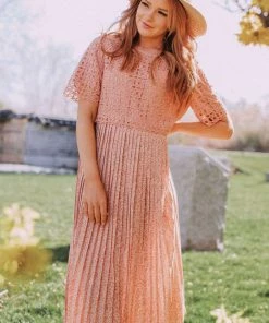 Vendor-unknown Dresses Katerina Pleated Dress Rose Tan