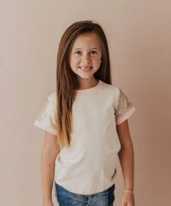 Vendor-unknown KIDS Sequin Sleeve Tee Pink