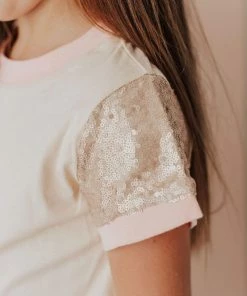 Vendor-unknown KIDS Sequin Sleeve Tee Pink