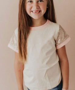 Vendor-unknown KIDS Sequin Sleeve Tee Pink