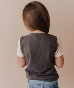 Vendor-unknown KIDS Velour Sleeve Tee Charcoal