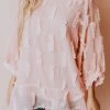 Vendor-unknown Lena Textured Top Blush Tops