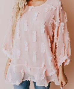 Vendor-unknown Lena Textured Top Blush Tops