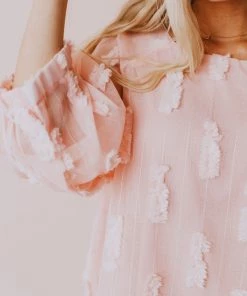 Vendor-unknown Lena Textured Top Blush Tops