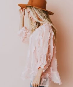 Vendor-unknown Lena Textured Top Blush Tops