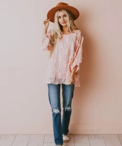 Vendor-unknown Lena Textured Top Blush Tops