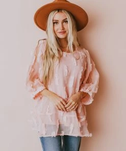 Vendor-unknown Lena Textured Top Blush Tops