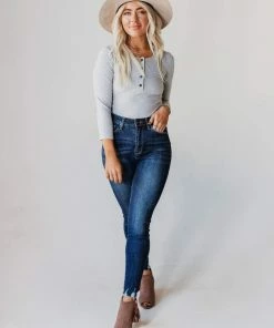 Vendor-unknown Lina Ribbed Jersey Bodysuit Heather Grey