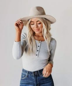 Vendor-unknown Lina Ribbed Jersey Bodysuit Heather Grey