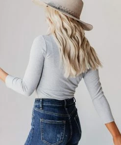 Vendor-unknown Lina Ribbed Jersey Bodysuit Heather Grey