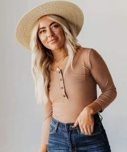 Vendor-unknown Lina Ribbed Jersey Bodysuit Mocha Tops 14 Vendor-unknown Lina Ribbed Jersey Bodysuit Mocha Tops