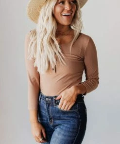 Vendor-unknown Lina Ribbed Jersey Bodysuit Mocha Tops 15 Vendor-unknown Lina Ribbed Jersey Bodysuit Mocha Tops