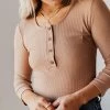 Vendor-unknown Lina Ribbed Jersey Bodysuit Mocha Tops