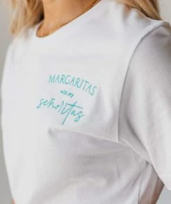 Tops Margaritas With My Señoritas Embroidered Tee