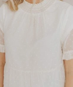 Vendor-unknown Mariam Swiss Dot Blouse Cream Tops