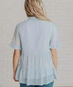 Vendor-unknown Tops Mariam Swiss Dot Blouse Light Blue