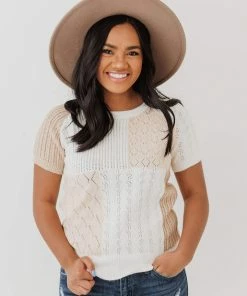 Vendor-unknown Mary Color Block Knit Sweater Ivory