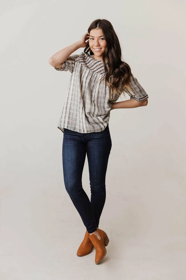 Vendor-unknown May Striped Top Navy 5 Vendor-unknown May Striped Top Navy