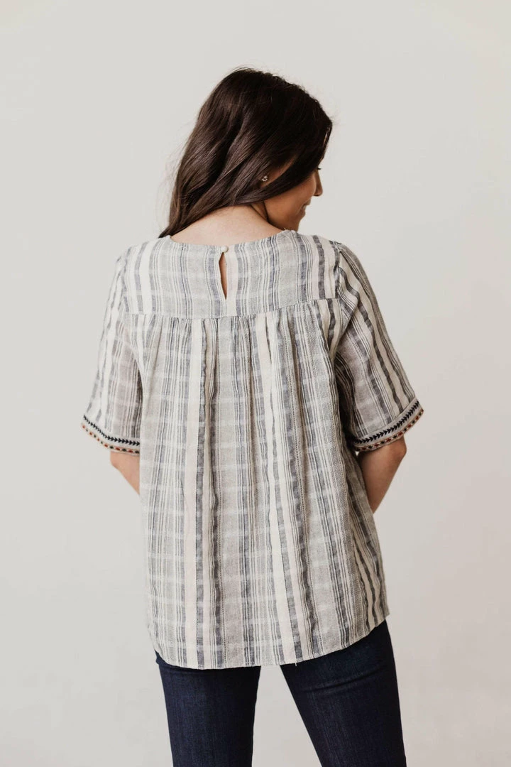 Vendor-unknown May Striped Top Navy 9 Vendor-unknown May Striped Top Navy